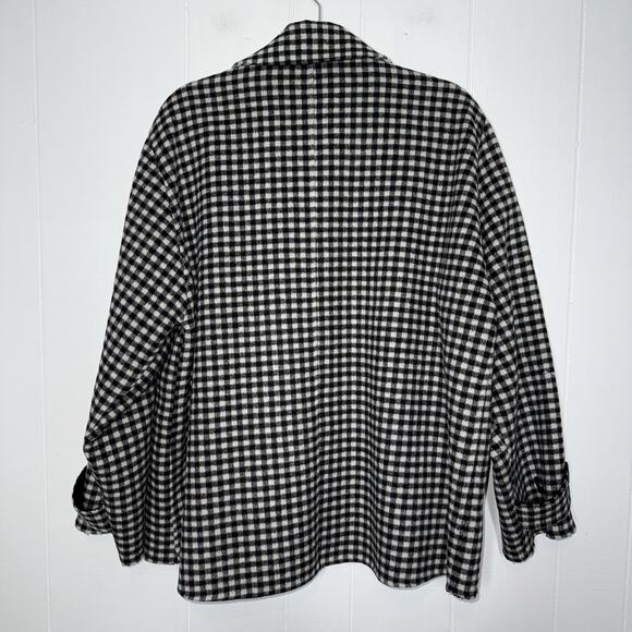 Zara Women’s Oversized Shacket Gingham Check Wool Blend Size Large - Picture 2 of 6